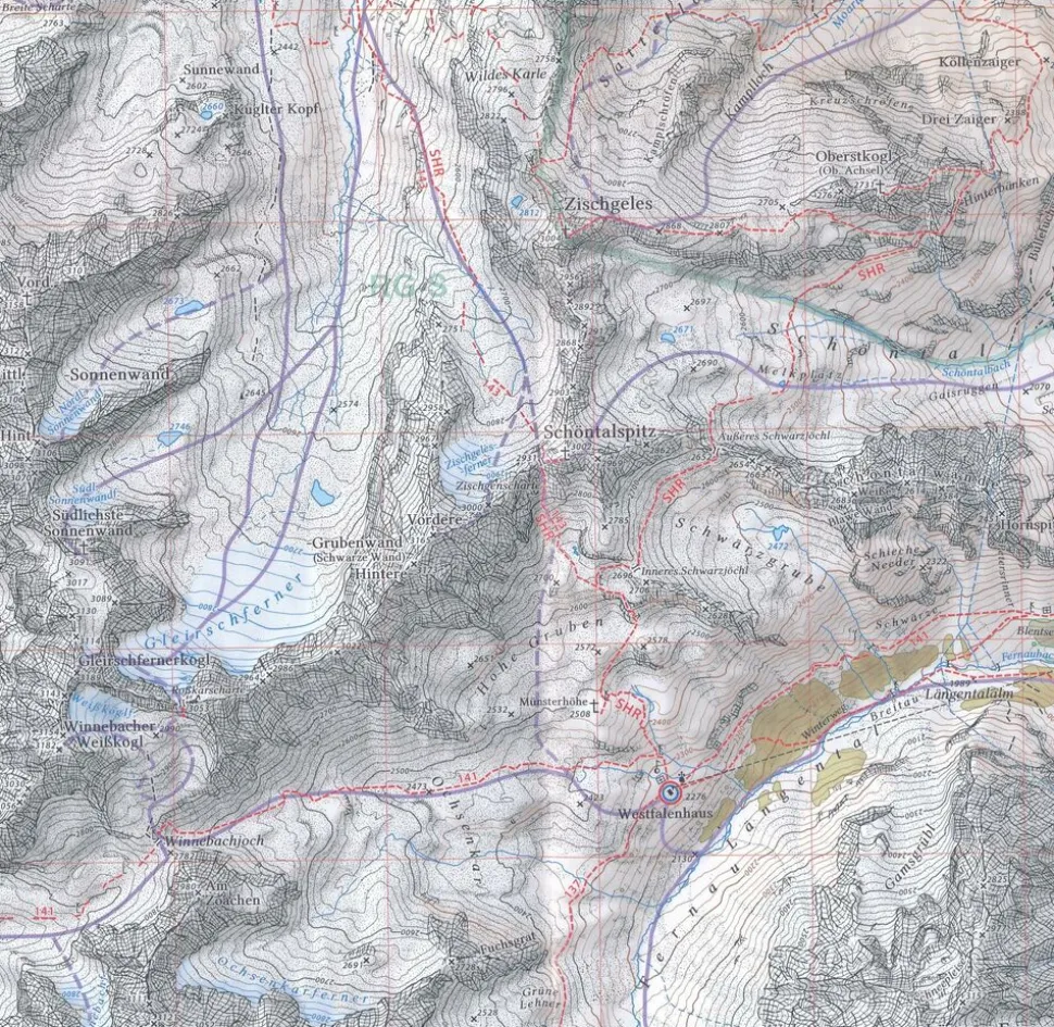Alpenvereinskarte Topografische kaart 31/4 Stubaier Alpen Mitte