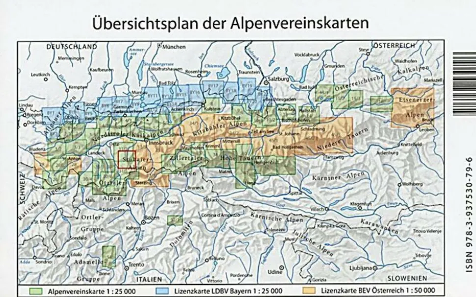 Alpenvereinskarte Topografische kaart 31/4 Stubaier Alpen Mitte