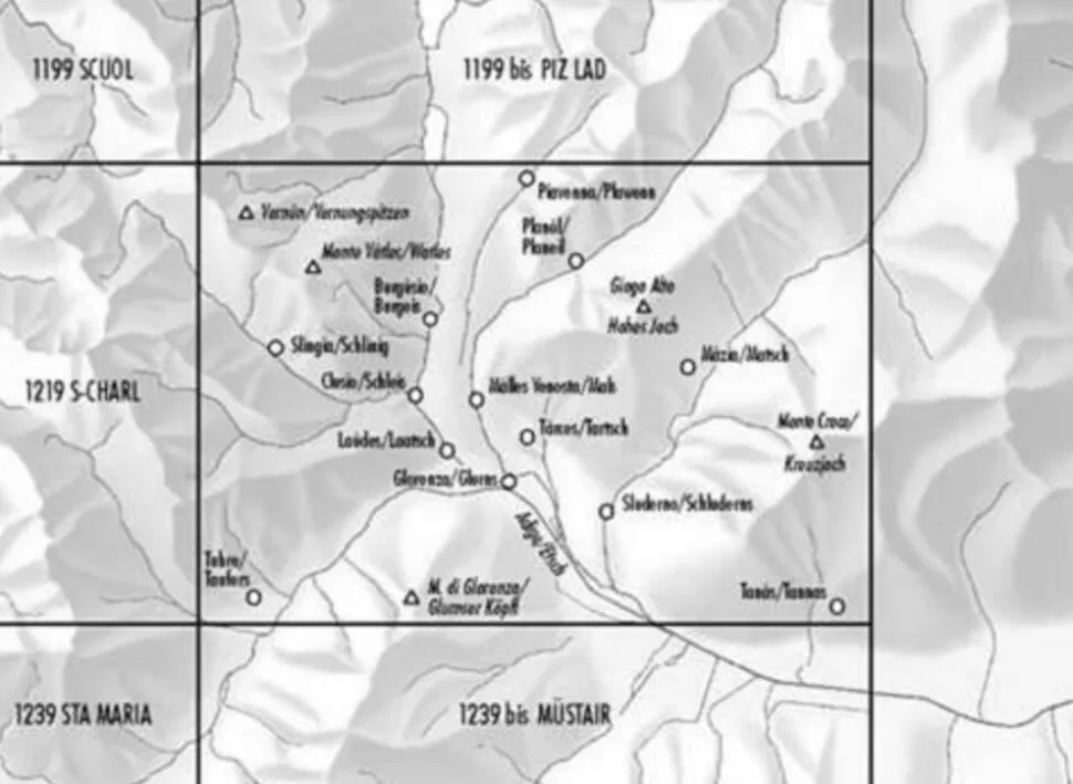 Bundesamt - Swisstopo Topografische kaart 1219BIS Glorenza Glurns
