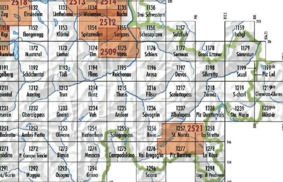 Bundesamt - Swisstopo Topografische kaart 1197 Davos