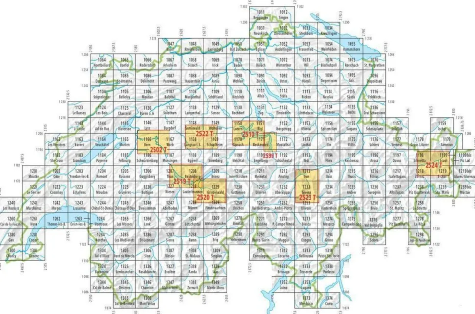 Bundesamt - Swisstopo Topografische kaart 1286 St-Leonard