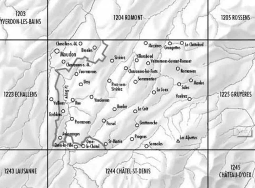 Bundesamt - Swisstopo Topografische kaart 1224 Moudon
