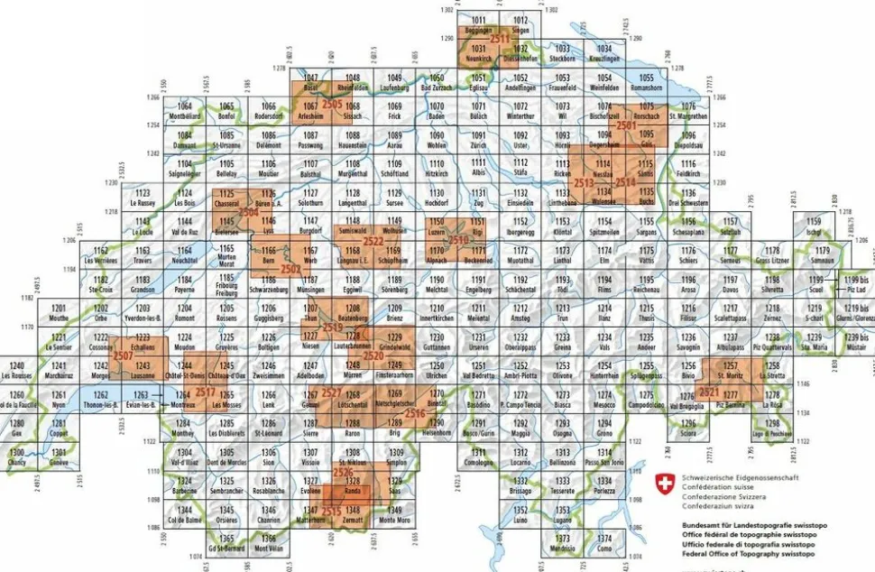 Bundesamt - Swisstopo Topografische kaart 1199BIS Piz Lad