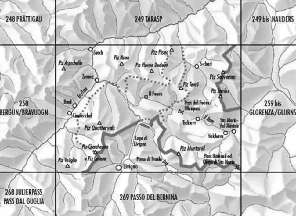 Bundesamt - Swisstopo Topografische kaart 259 Ofenpass