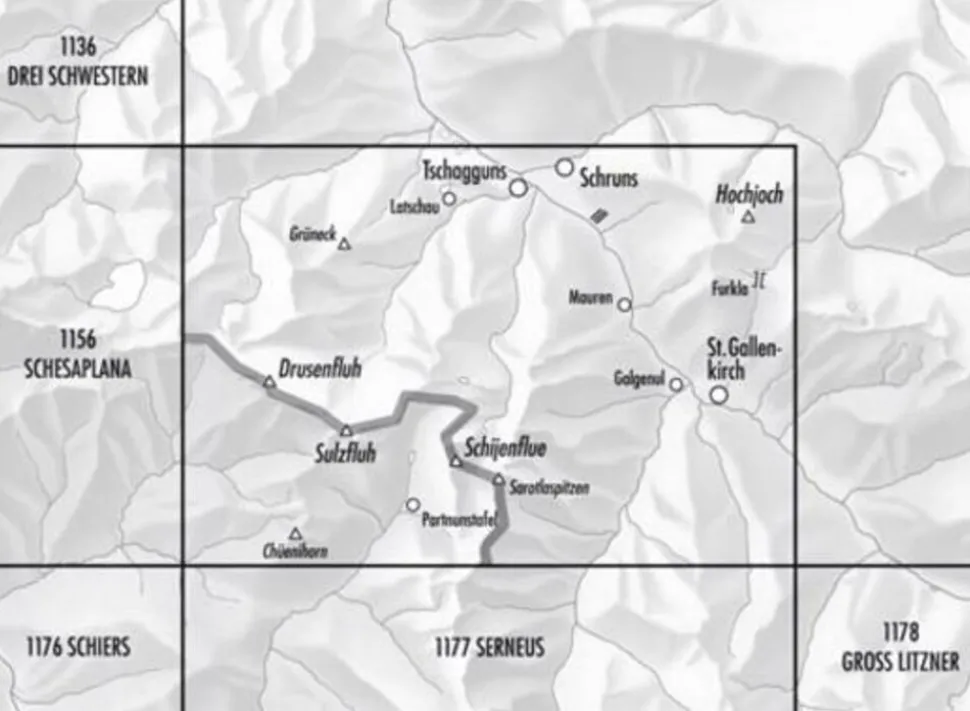 Bundesamt - Swisstopo Topografische kaart 1157 Sulzfluh