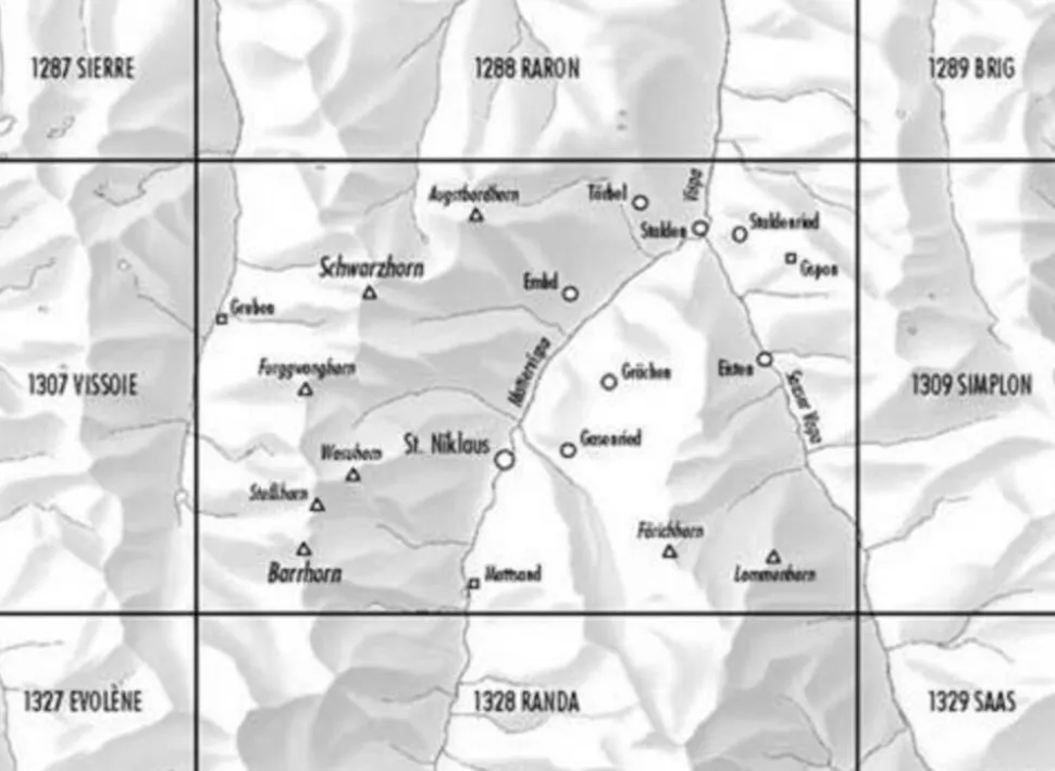 Bundesamt - Swisstopo Topografische kaart 1308 St-Niklaus