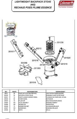 Coleman Valve Assembly 201020 voor Peak 1 Stove en Exponent Feather Stove