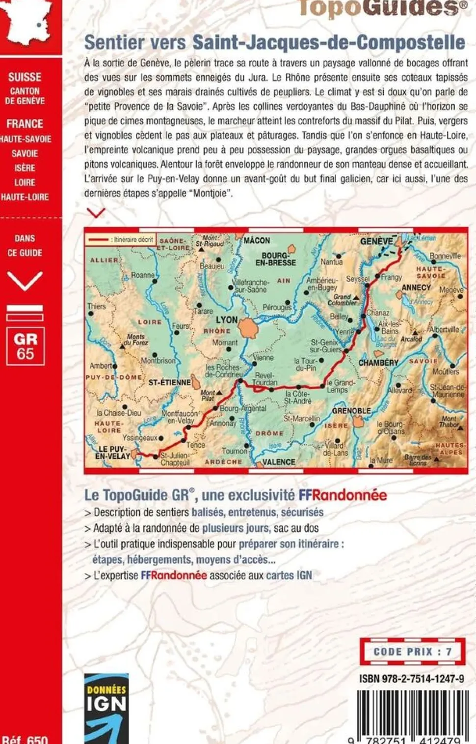 FF randonneee Wandelgids Sentier vers Saint Jacques de Compolste