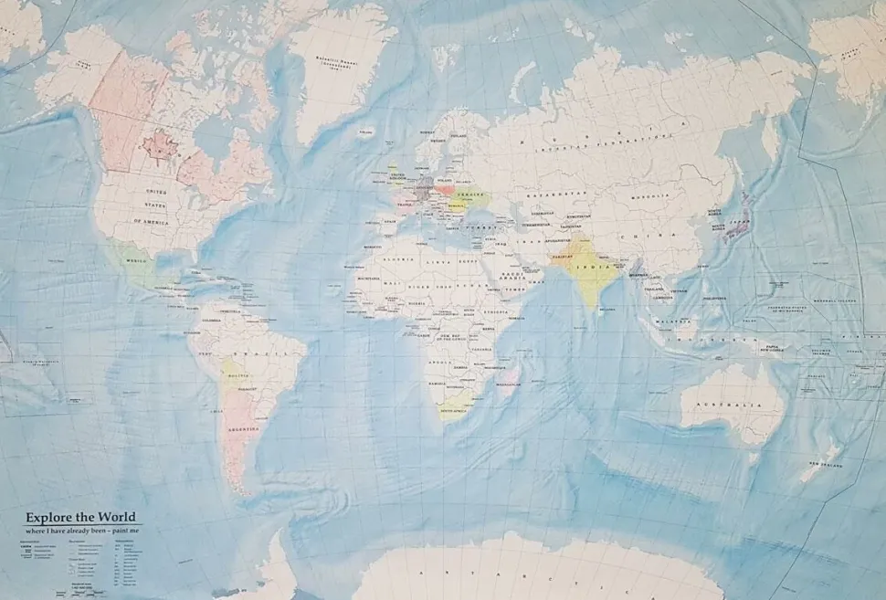 Freytag en Berndt Wandkaart Wereld zelf inkleuren