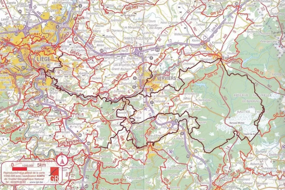 Grote Routepaden Wandelgids GR573 Vesdre en Hautes Fagnes