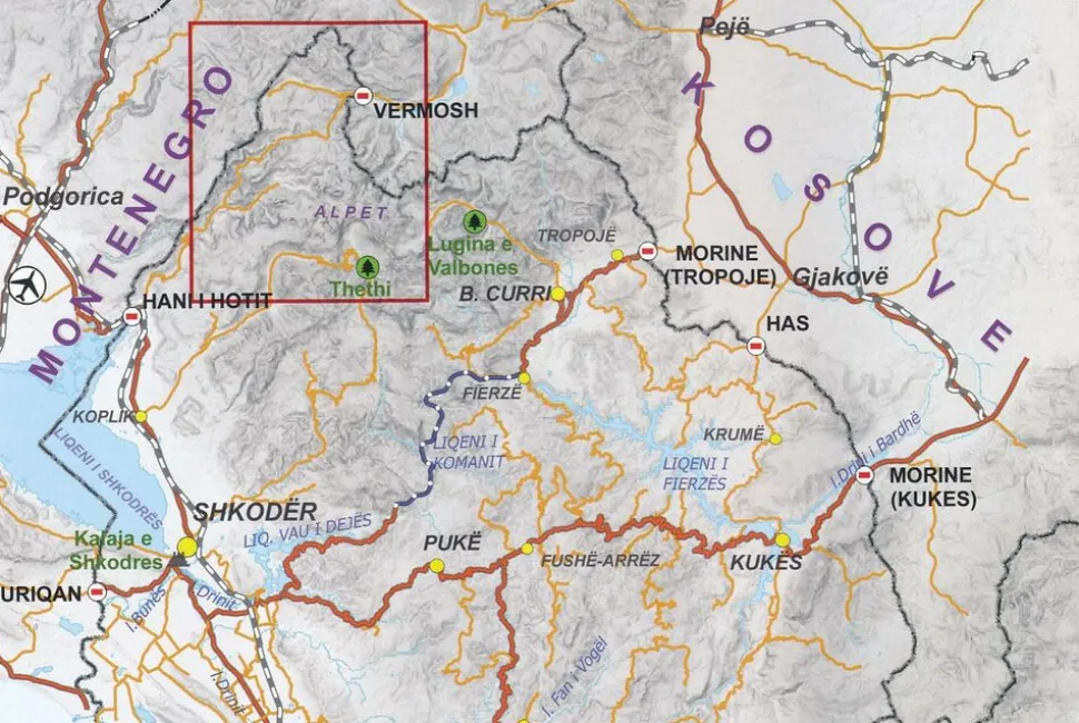 Huber Verlag Wandelkaart Albanië Noord
