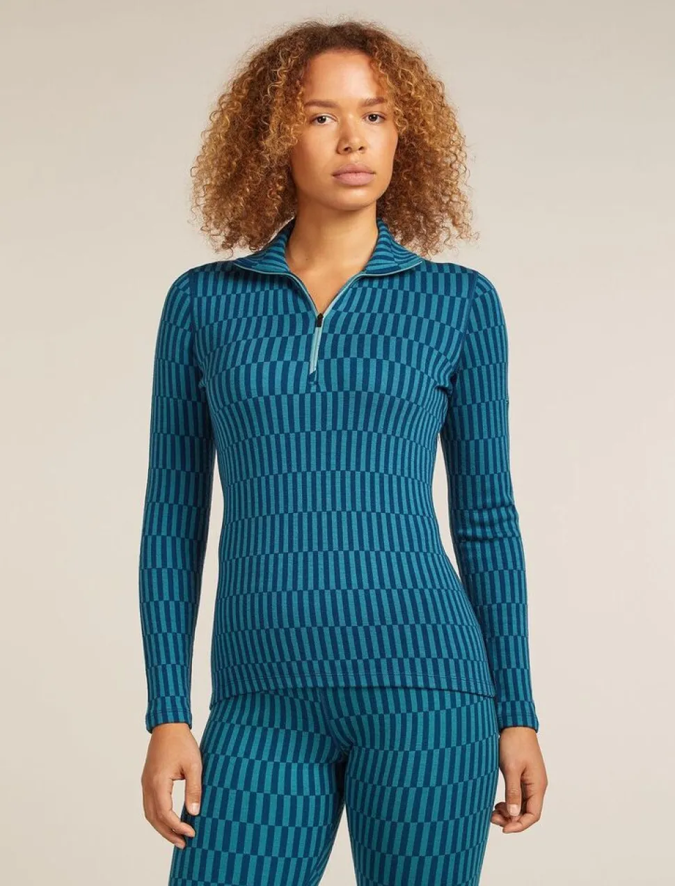 Icebreaker W Merino 260 Tech Vertex LS Half Zip Snow Grid AO