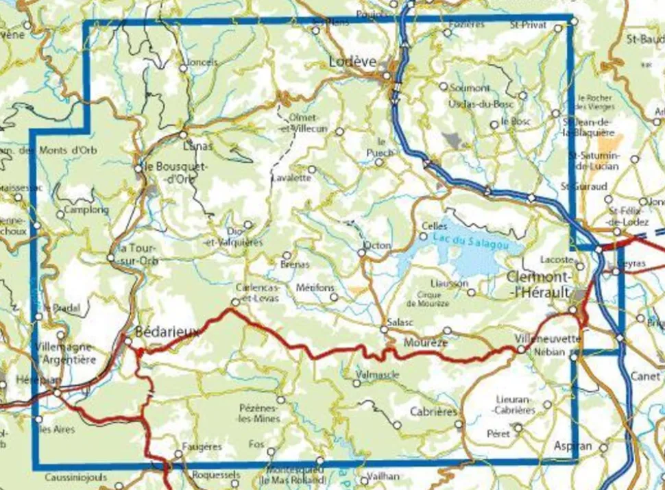 IGN 2643OT Lodève Bédarieux Lac du Salagou