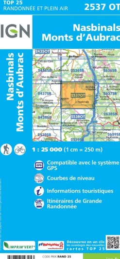 IGN 2537OT Nasbinals Monts d'Aubrac