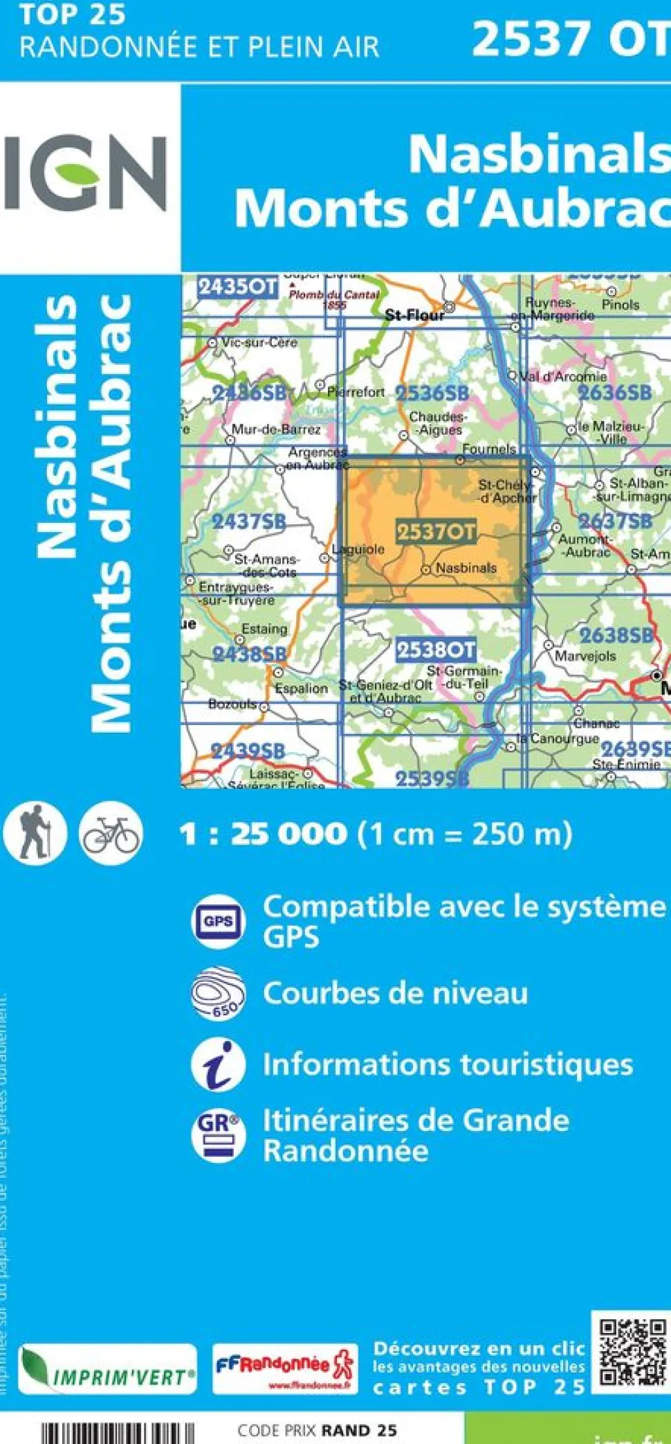 IGN 2537OT Nasbinals Monts d'Aubrac