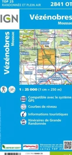 IGN 2841OT Vézénobres Moussac