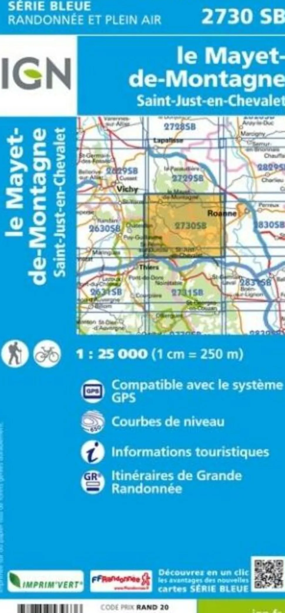 IGN Topografische kaart 2730SB Le Mayet-de-Montagne