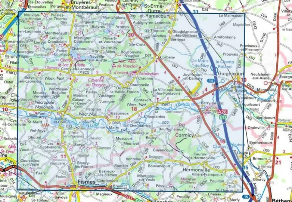 IGN Wandelkaart Craonne/Beaurieux 2711 SB 1:25.000