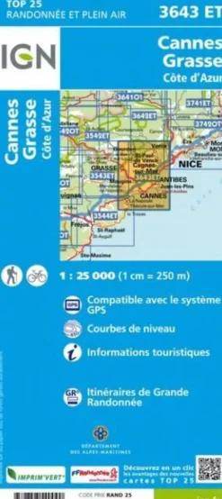 IGN Wandelkaart 3643et Cannes - Grasse
