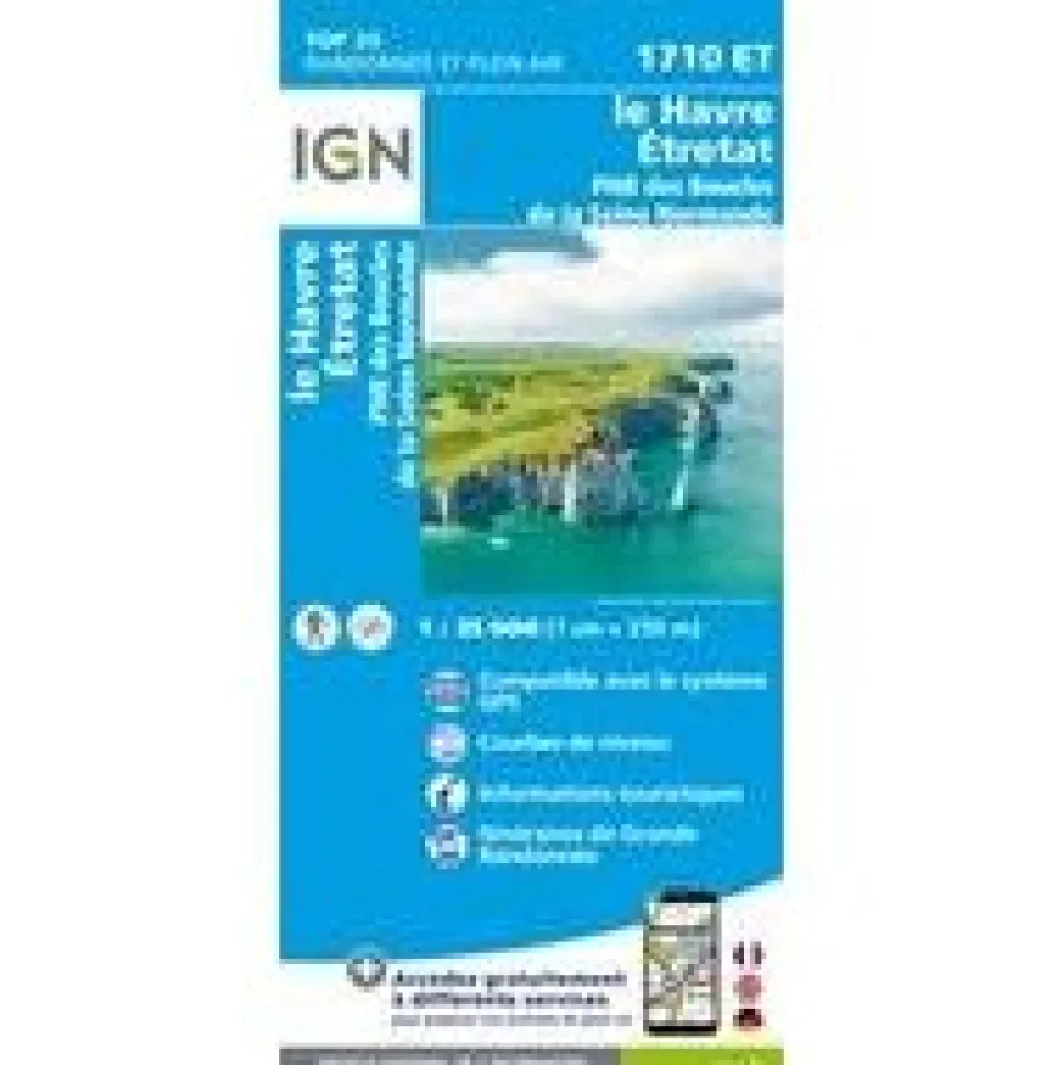 IGN Wandelkaart 1710ET Le havre/etretat 1/25