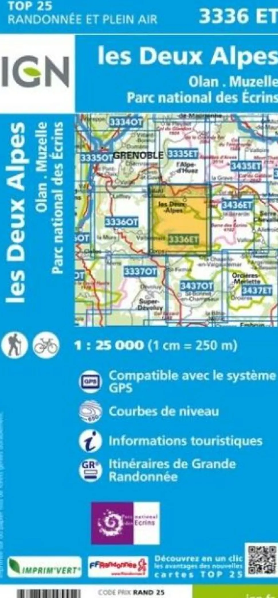 IGN Wandelkaart 3336et Les Deux Alpes - Olan