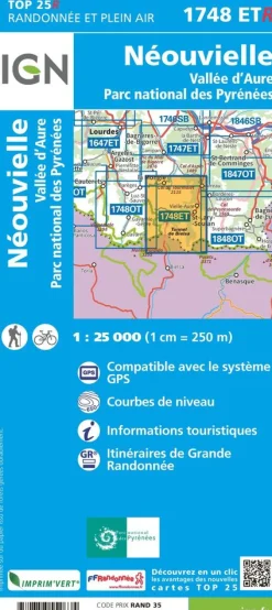 IGN Wandelkaart Néouville/vallee d aure 1748ETR 1/25