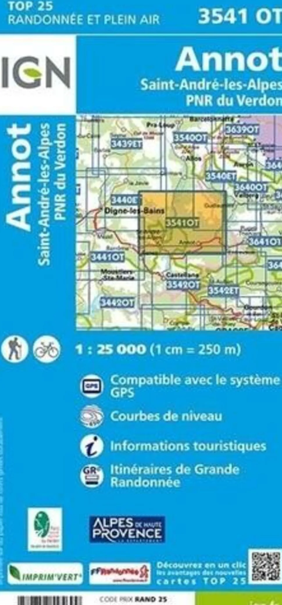 IGN Wandelkaart 3541ot Annot - St-André les Alpes