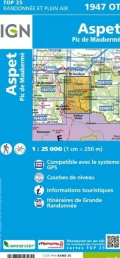 IGN Wandelkaart 1947ot Aspet
