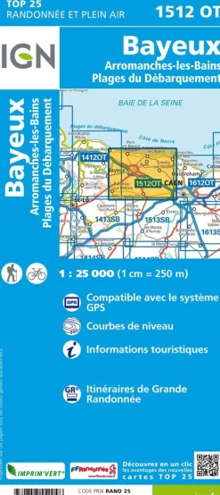 IGN Wandelkaart 1512OT Bayeux/arromanches-les-bai 1/25