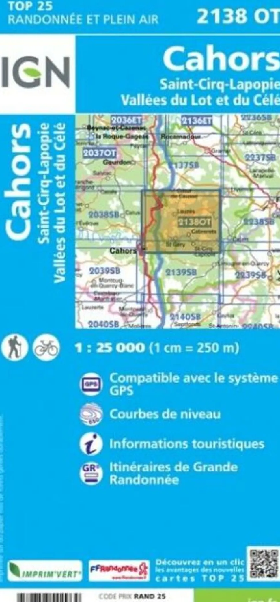 IGN Wandelkaart 2138ot Cahors