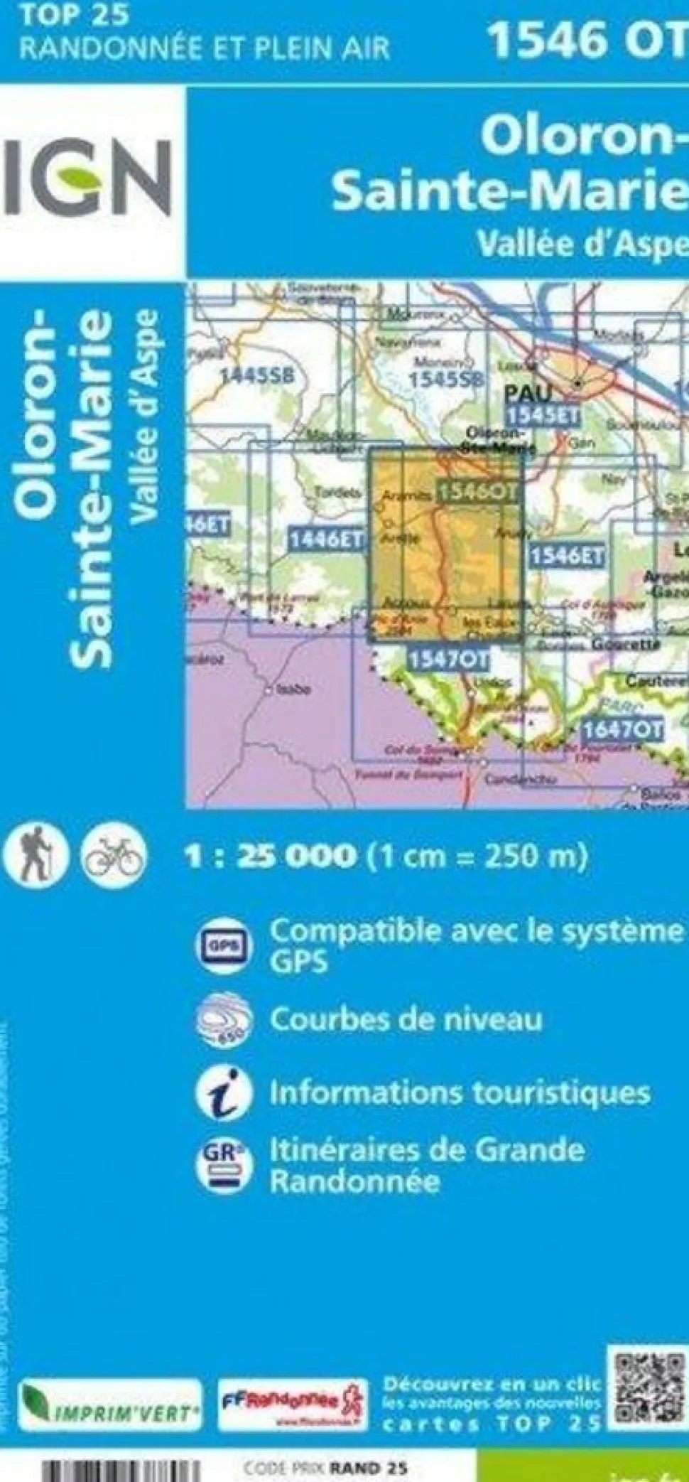 IGN Wandelkaart 1546ot Oloron-Ste-Marie