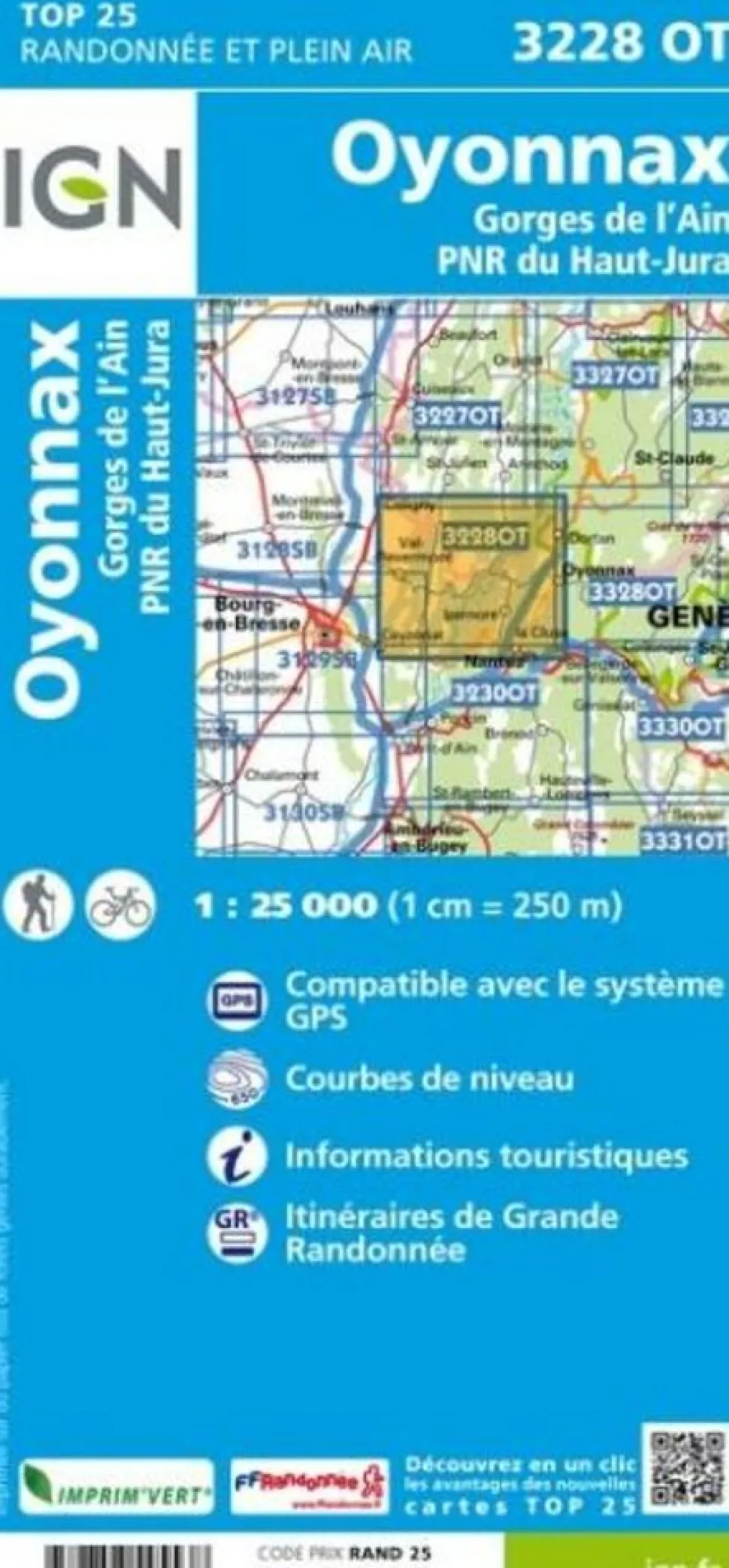 IGN Wandelkaart 3228ot Oyonnax