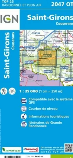 IGN Wandelkaart 2047ot St-Girons - Couserans