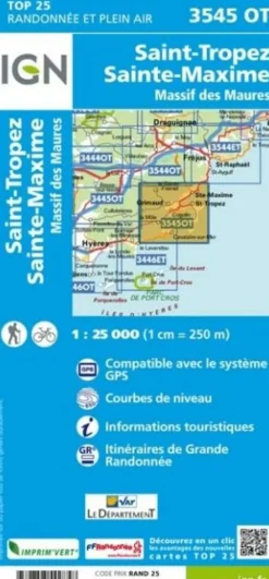 IGN Wandelkaart 3545ot St-Tropez Ste-Maxime