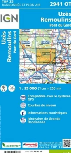IGN Wandelkaart 2941ot Uzès