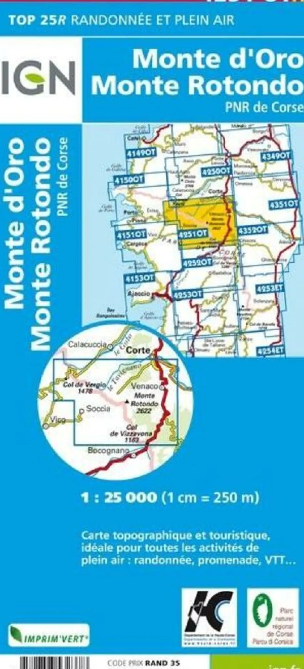 IGN Wandelkaart 4251OTR Monte d'Oro & Monte Rotondo