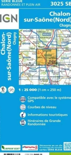 IGN Wandelkaart 3025SB Chalon-sur-Saône (Nord)