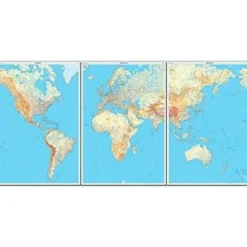 IGN Wandkaart De Wereld 3 bladen