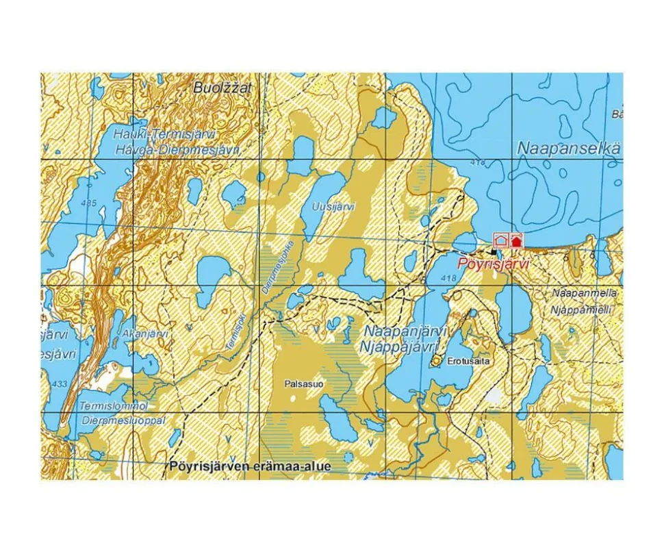 Karttakeskus FInland Wandelkaart Pöyrisjärvi Näkkälä Kalkujärvi