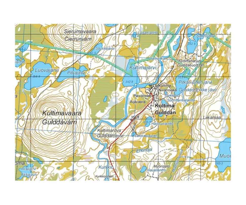 Karttakeskus FInland Wandelkaart Tarvantovaara Kuttanen Palojärvi