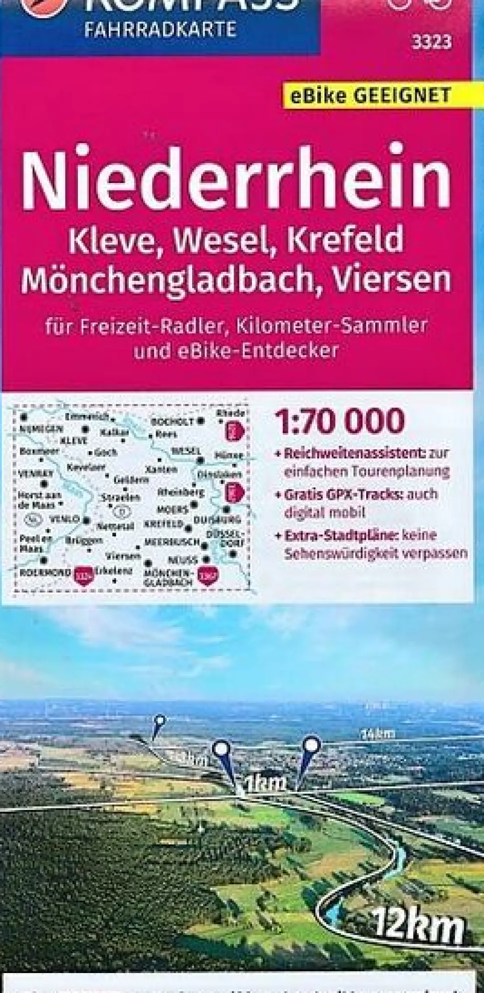 Kompass Fietskaart 3323 Niederrhein