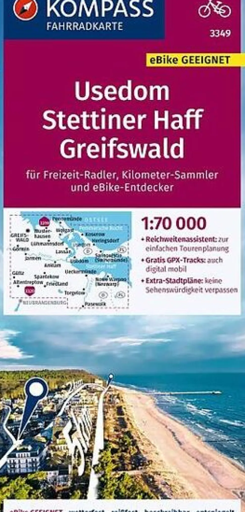 Kompass Fietskaart 3349 Usedom Stettiner Haff
