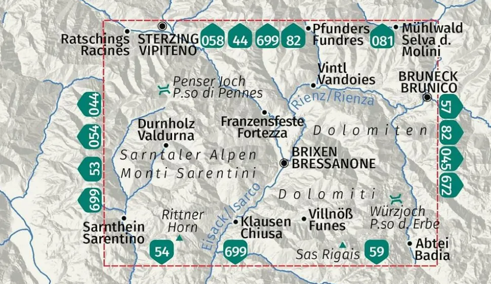 Kompass Wandelkaart 56 Brixen/Bressanone