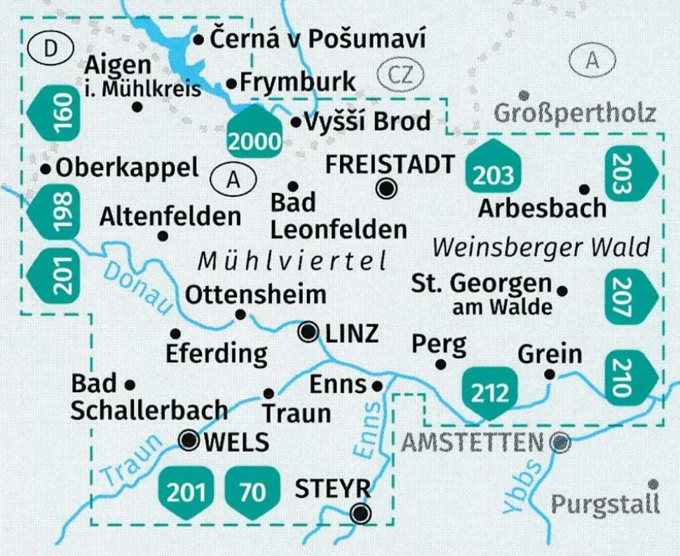 Kompass Wandelkaart 202 Linz en omgeving