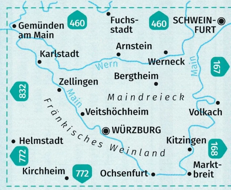 Kompass Wandelkaart 166 Würzburg, Maindreieck