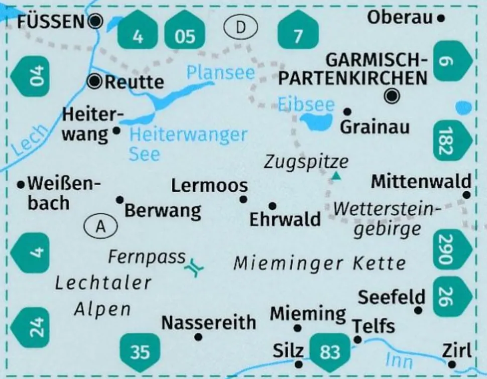 Kompass Wandelkaart 25 Zugspitze, Mieminger Kette