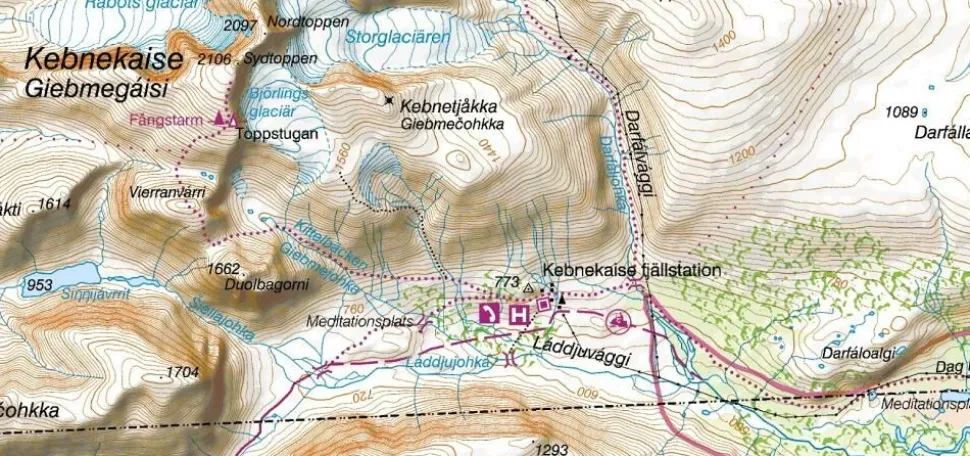 Lantmäteriet Fjallkarta Wandelkaart BD8 Kebnekaise Saltoluokta 1:100.000