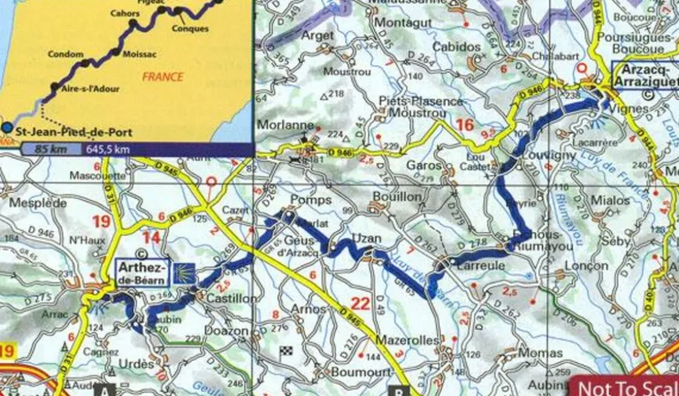 Michelin Overzichtskaart Chemin de Compostelle