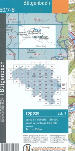 NGIB Topografische kaart 50/7-8 Bütgenbach