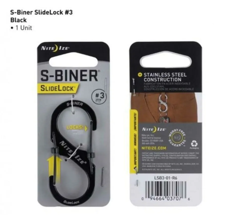 Nite Ize S-Biner #3 Slidelock Stainless Black